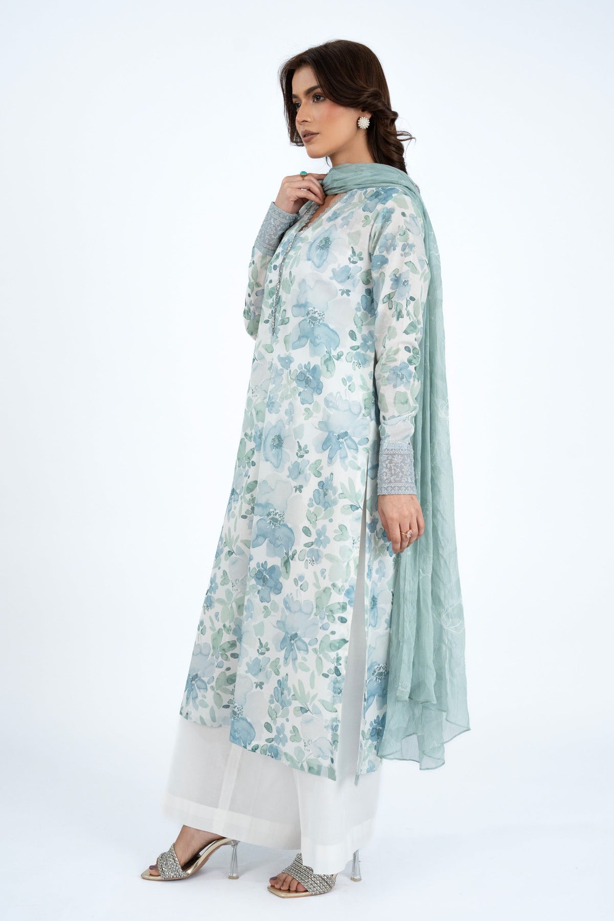Printed & Embroidered Green Lawn 2-Piece Unstitched Suit by The Fabric Store, photo 3