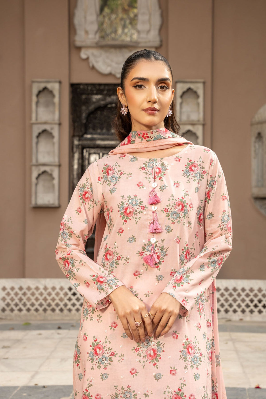 Printed & Embroidered Pink Lawn 3-Piece Pret Suit by The Fabric Store, photo 5