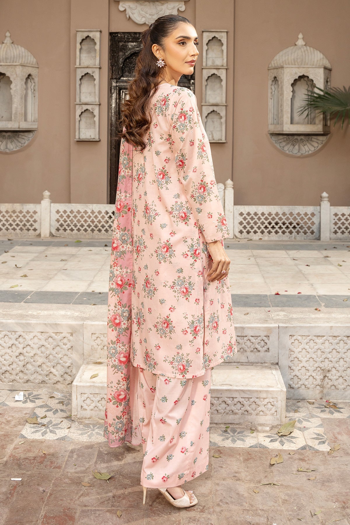 Printed & Embroidered Pink Lawn 3-Piece Pret Suit by The Fabric Store, photo 2