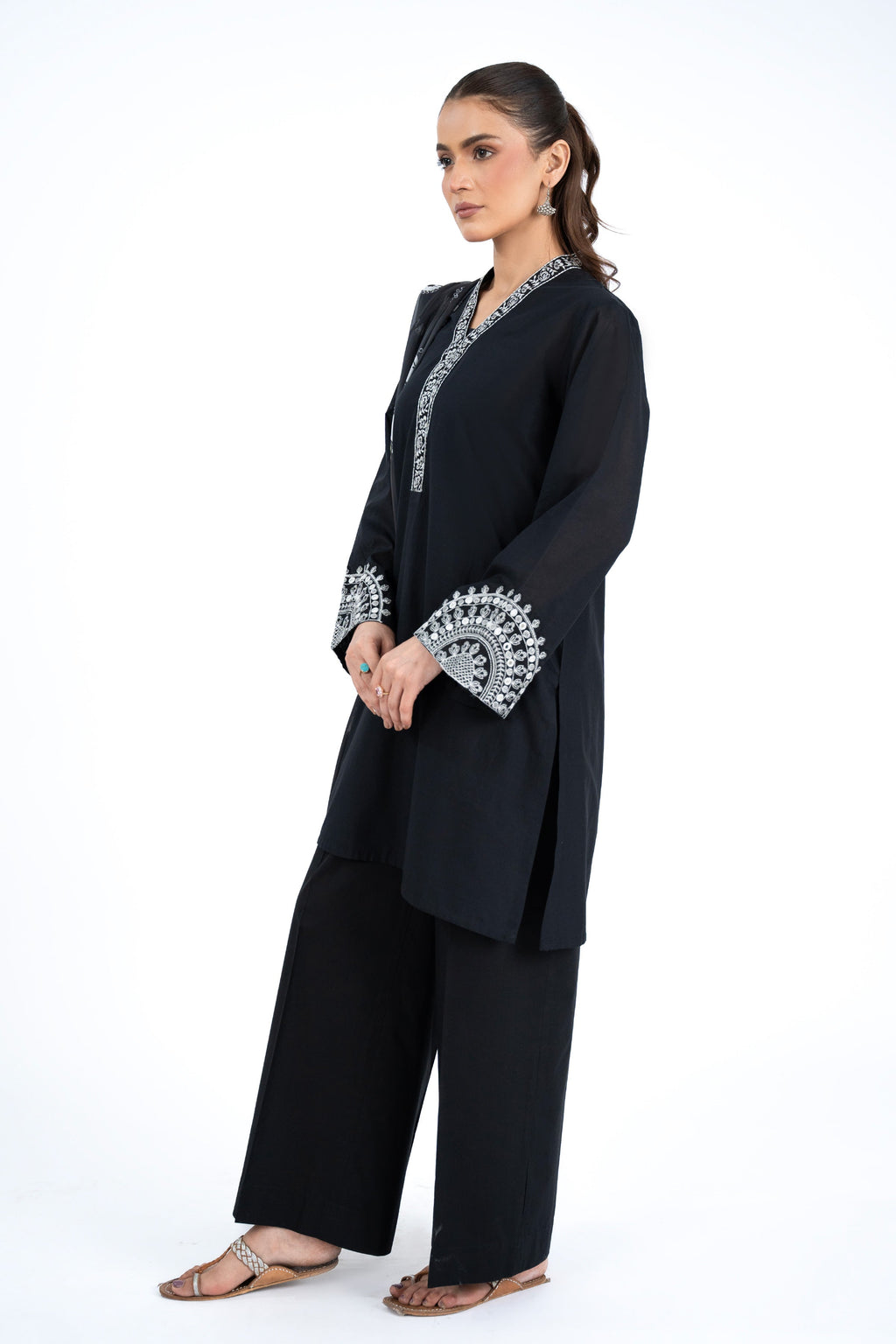 Printed & Embroidered Black Lawn 3-Piece Pret Suit by The Fabric Store, photo 3