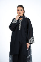 Printed & Embroidered Black Lawn 3-Piece Pret Suit by The Fabric Store, photo 4