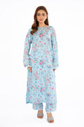 Printed Sky Blue Lawn Unstitched Shirt by The Fabric Store