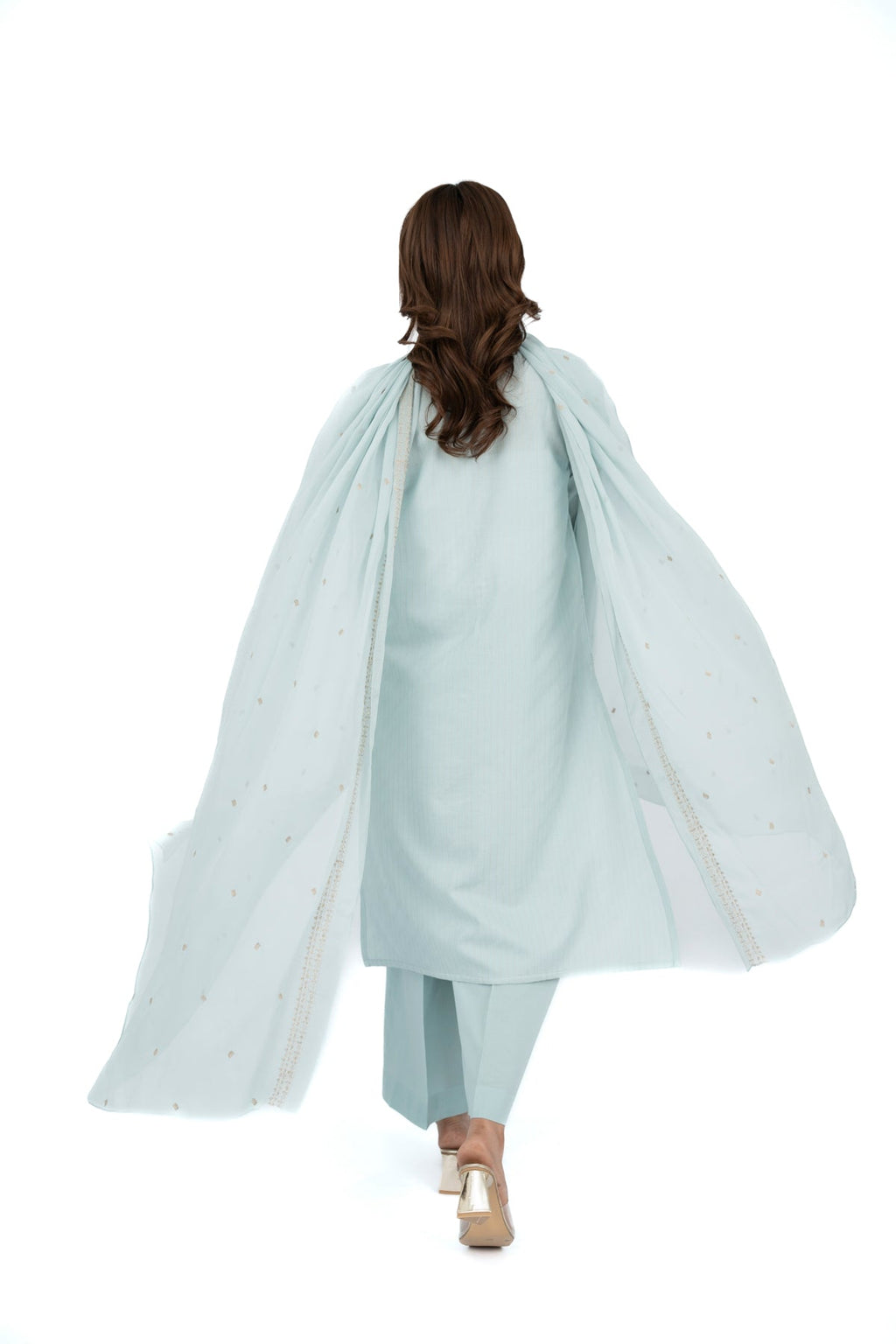 Embroidered Ice Blue Jacquard 3-Piece Pret Suit by The Fabric Store, photo 4