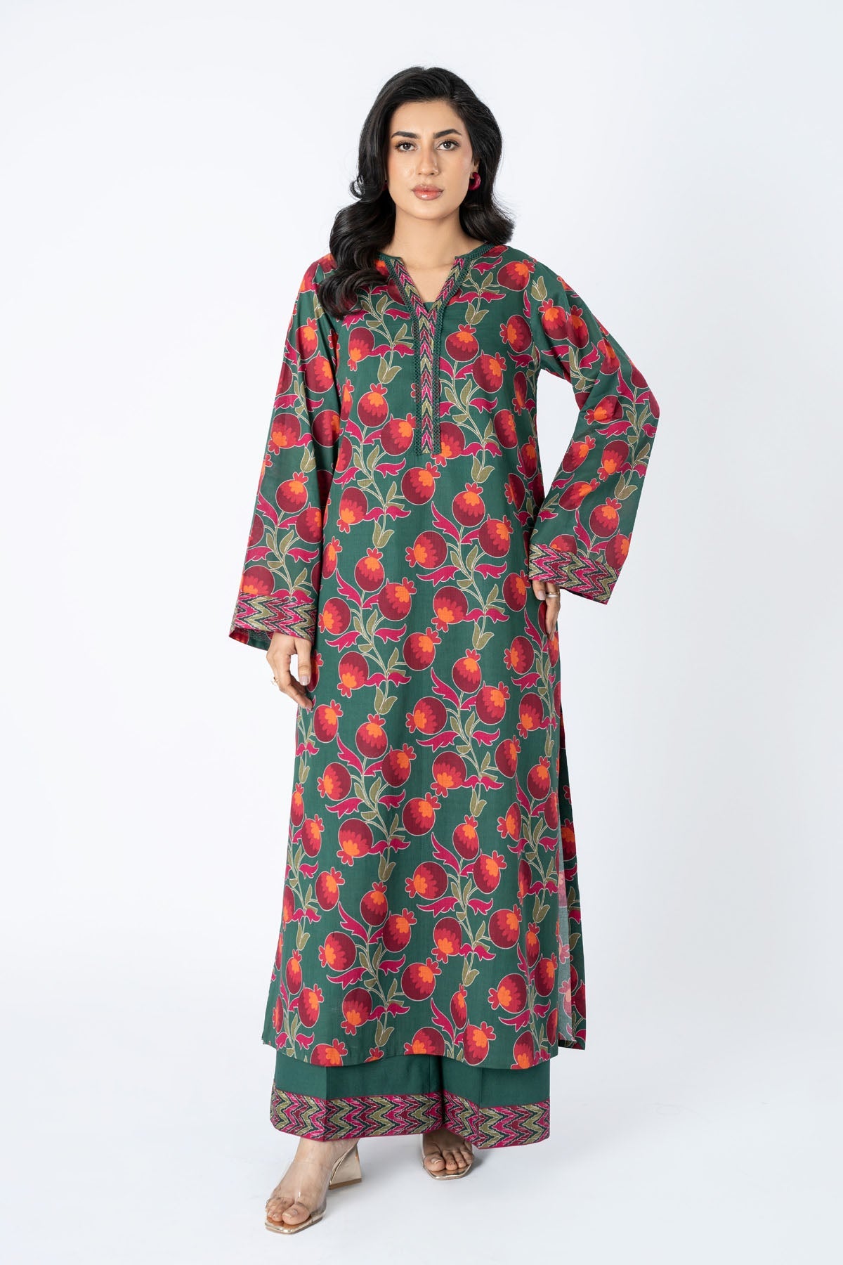 Printed Green Lawn Unstitched Shirt by The Fabric Store