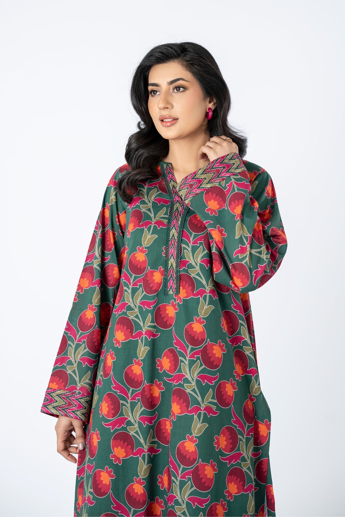 Printed Green Lawn Unstitched Shirt by The Fabric Store, photo 3