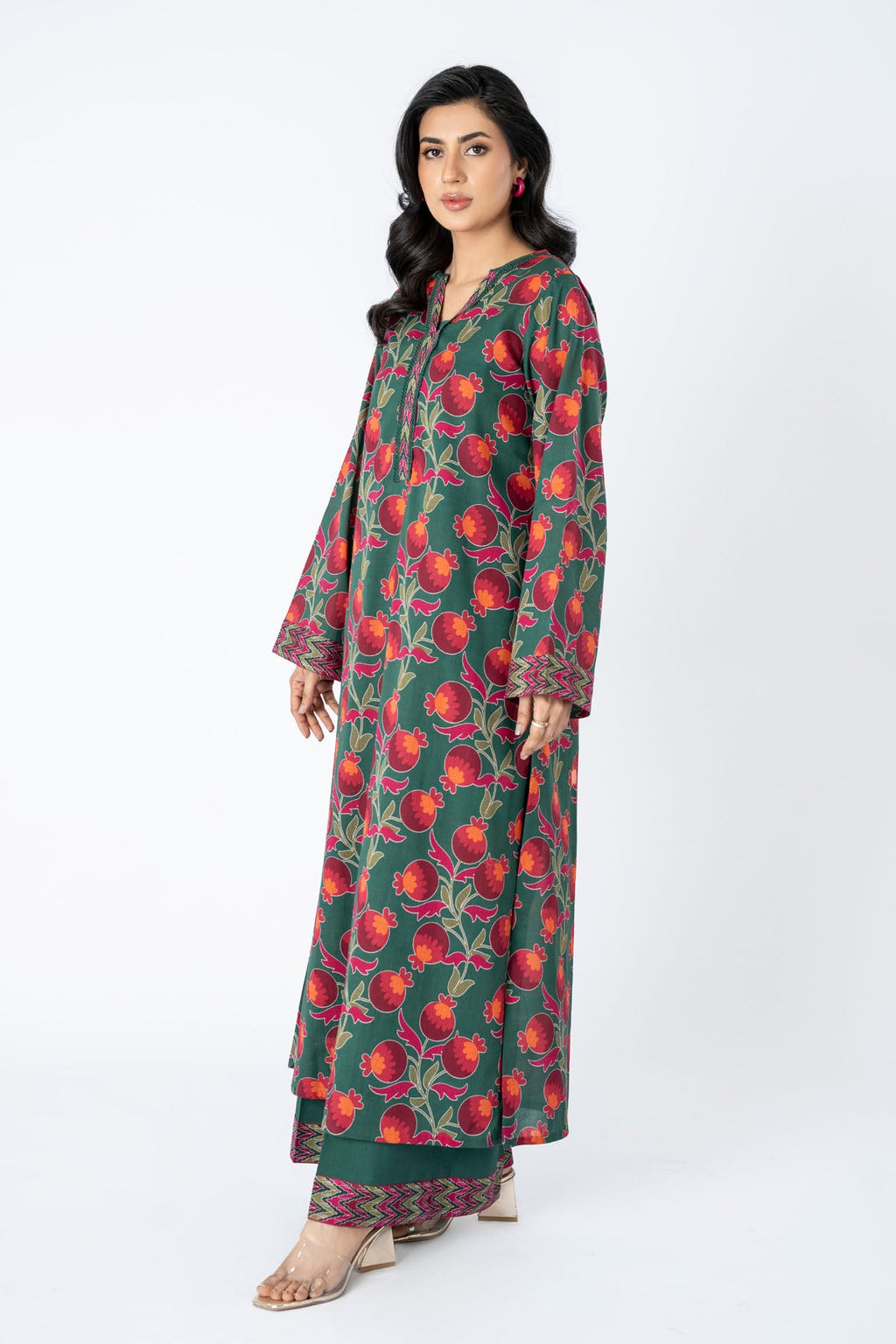 Printed Green Lawn Unstitched Shirt by The Fabric Store, photo 4