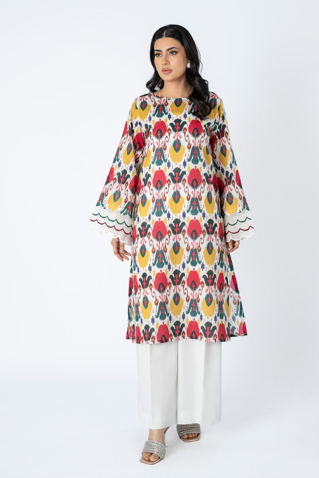 Printed O White Lawn Unstitched Shirt by The Fabric Store