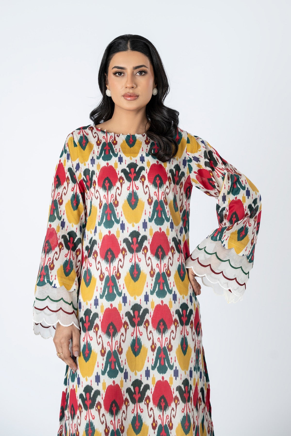 Printed O White Lawn Unstitched Shirt by The Fabric Store, photo 3