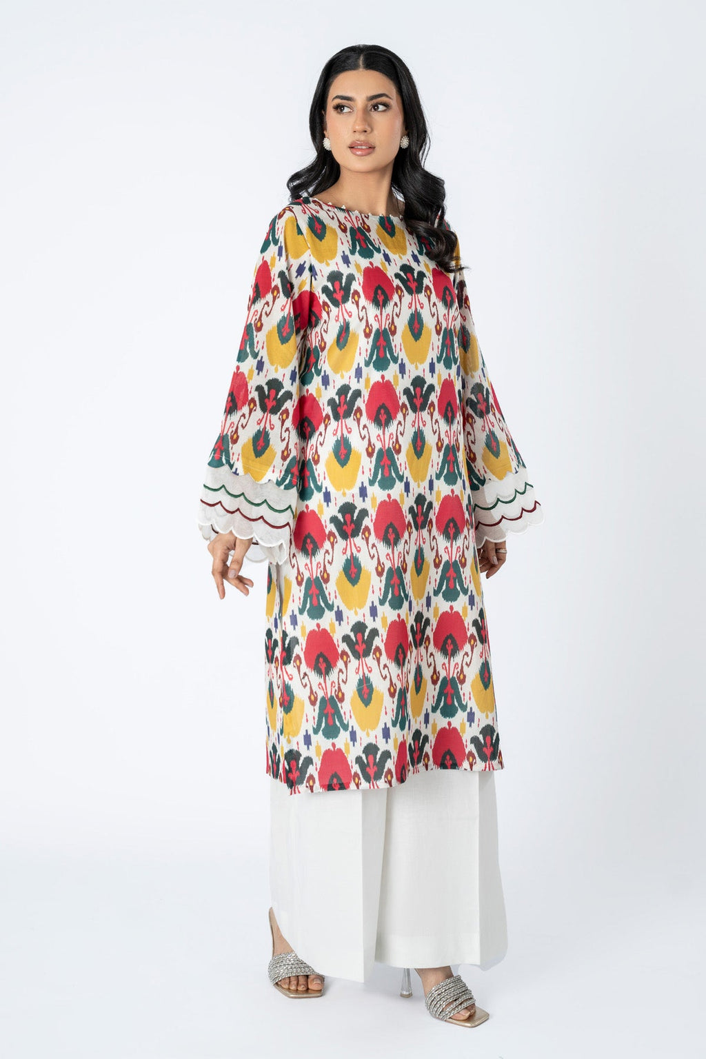 Printed O White Lawn Unstitched Shirt by The Fabric Store, photo 4