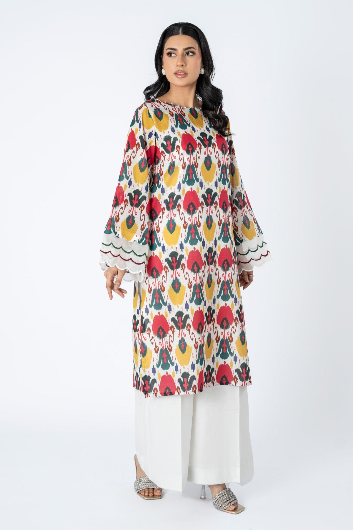 Printed O White Lawn Unstitched Shirt by The Fabric Store, photo 4