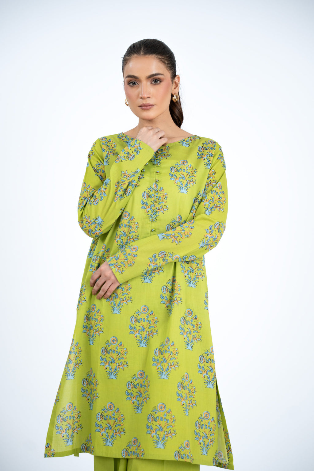 Printed Green Lawn Unstitched Shirt by The Fabric Store, photo 3
