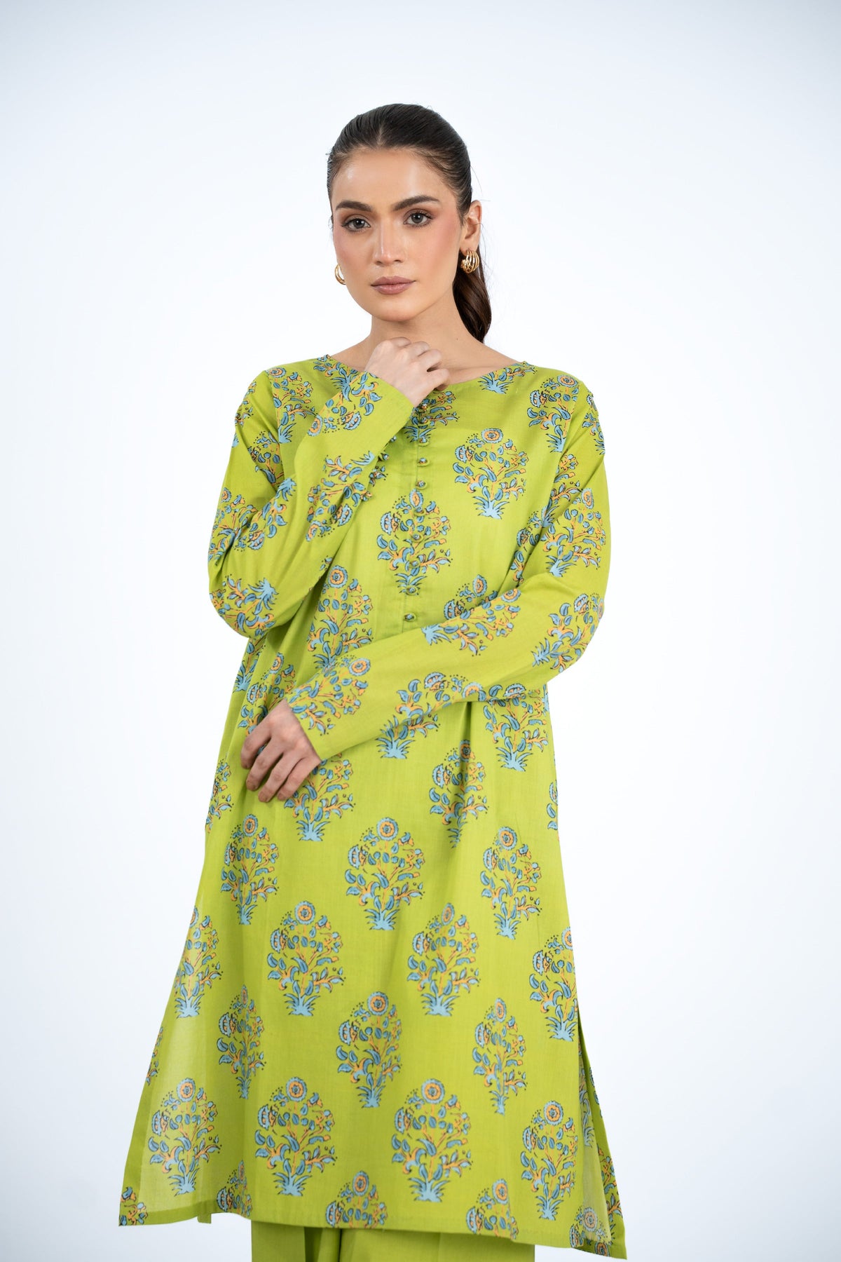 Printed Green Lawn Unstitched Shirt by The Fabric Store, photo 3