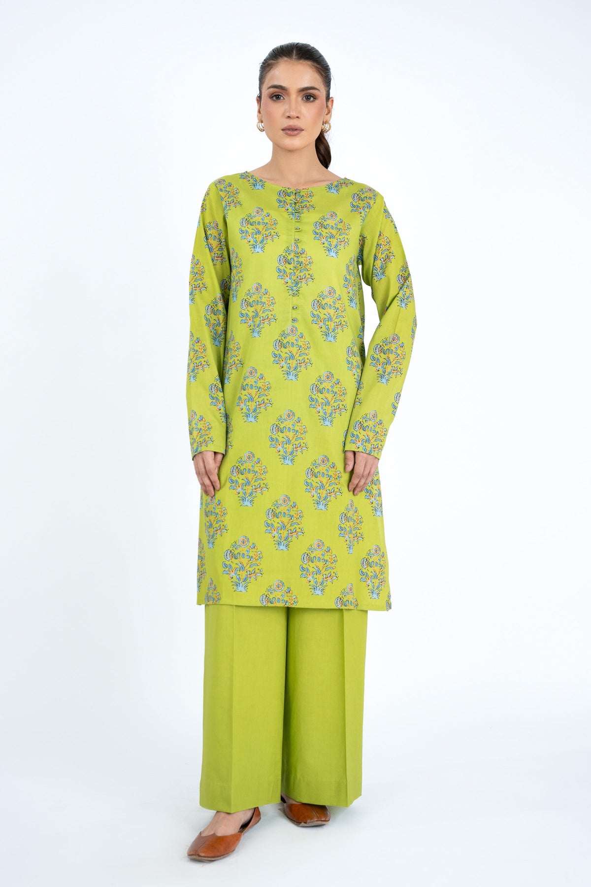 Printed Green Lawn Unstitched Shirt by The Fabric Store