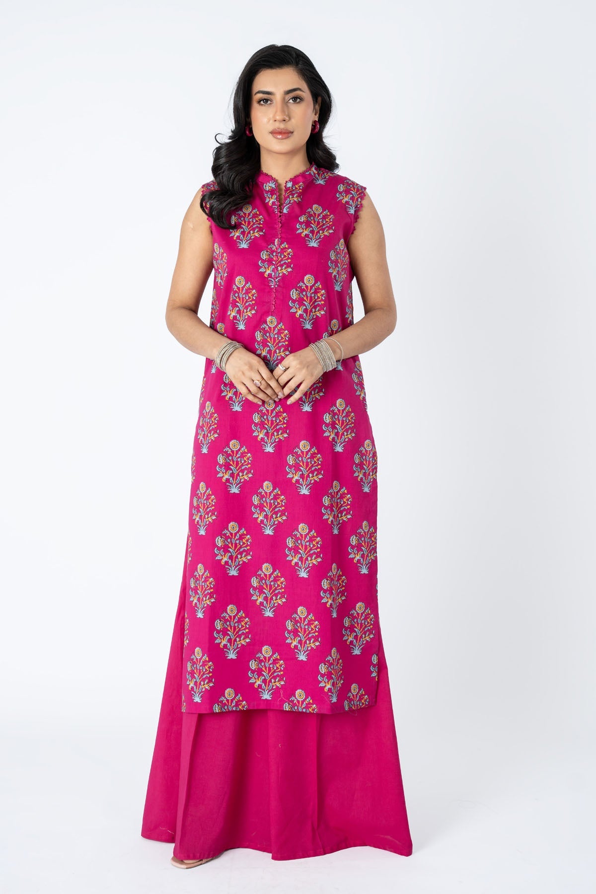 Printed Pink Lawn Unstitched Shirt by The Fabric Store