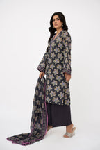 Printed D Purple Lawn 3-Piece Unstitched Suit by The Fabric Store, photo 3