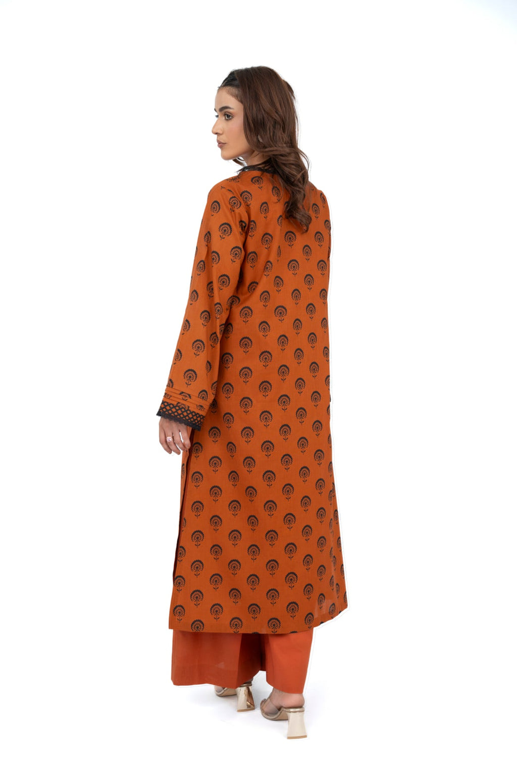 Printed Rust Lawn 2-Piece Unstitched Suit by The Fabric Store, photo 3