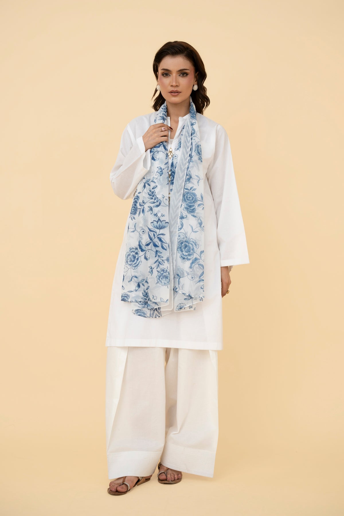 Printed White Indian Silk Pret Shirt by The Fabric Store