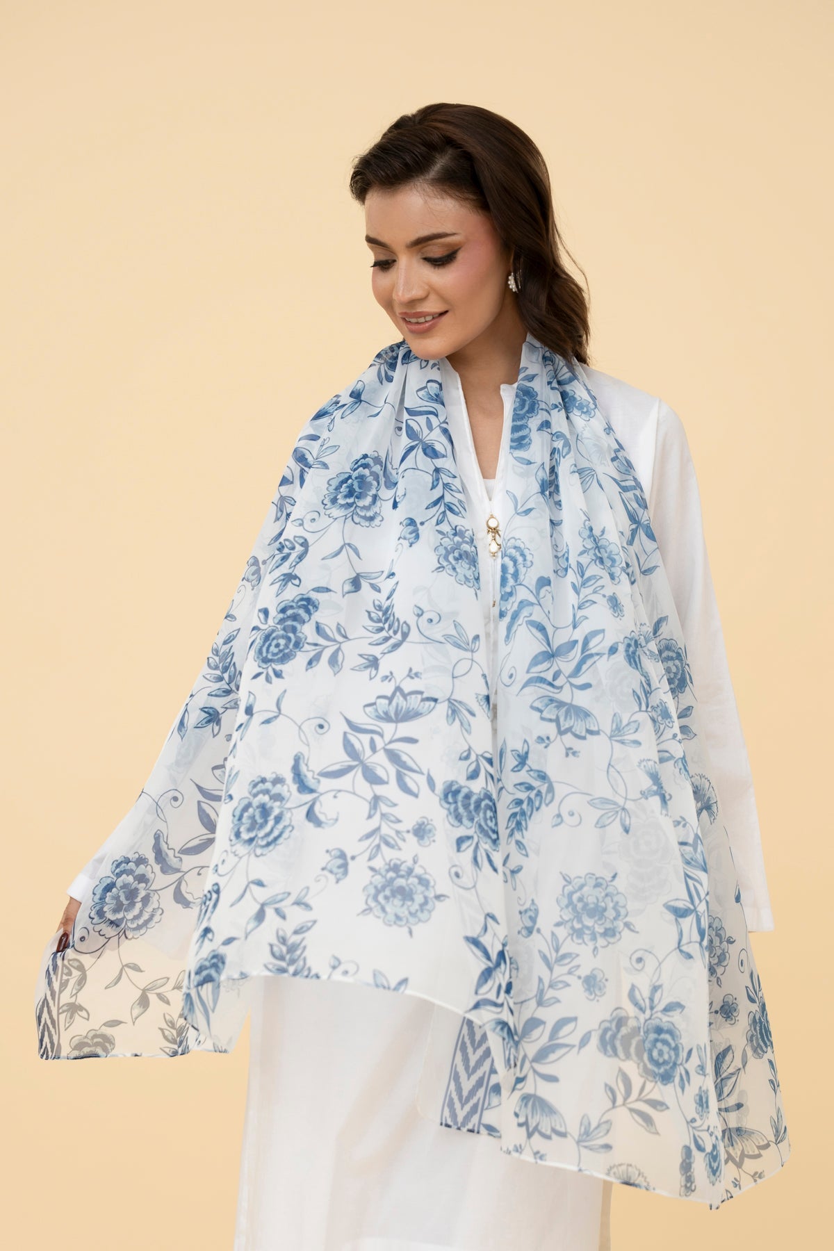 Printed White Indian Silk Pret Shirt by The Fabric Store, photo 3