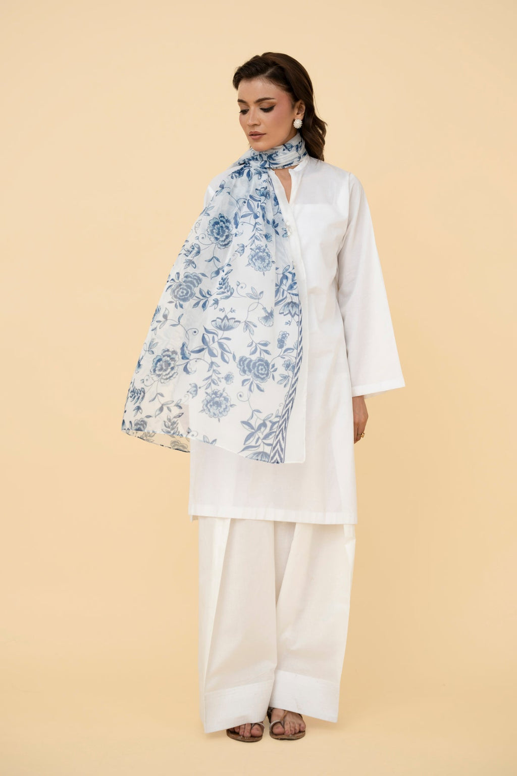 Printed White Indian Silk Pret Shirt by The Fabric Store, photo 4