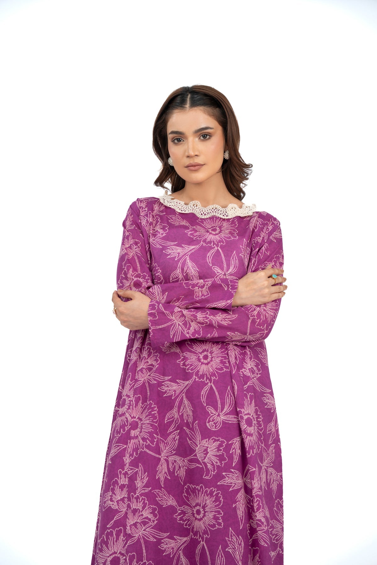 Printed Pink Lawn Unstitched Shirt by The Fabric Store, photo 4