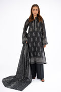 Printed Black Lawn 3-Piece Unstitched Suit by The Fabric Store