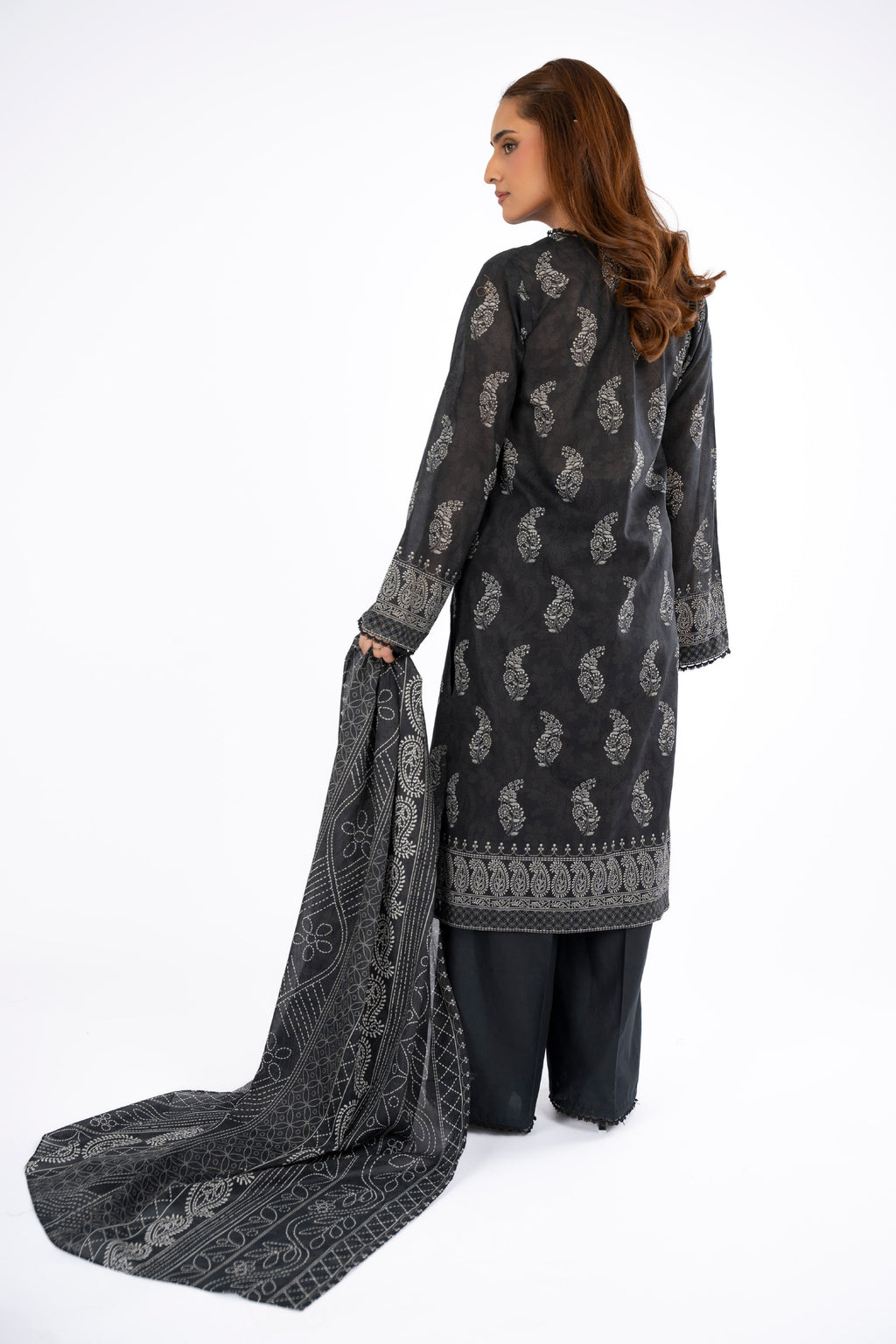 Printed Black Lawn 3-Piece Unstitched Suit by The Fabric Store, photo 2