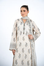 Printed Beige Lawn 3-Piece Unstitched Suit by The Fabric Store, photo 3