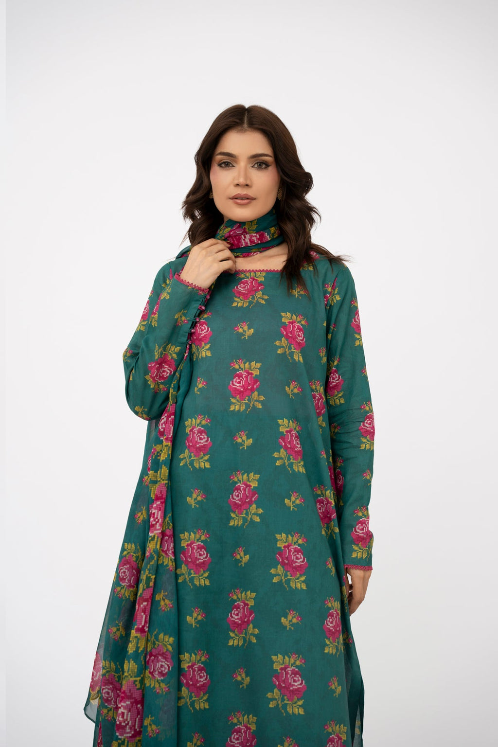 Printed Green Lawn 2-Piece Unstitched Suit by The Fabric Store, photo 2