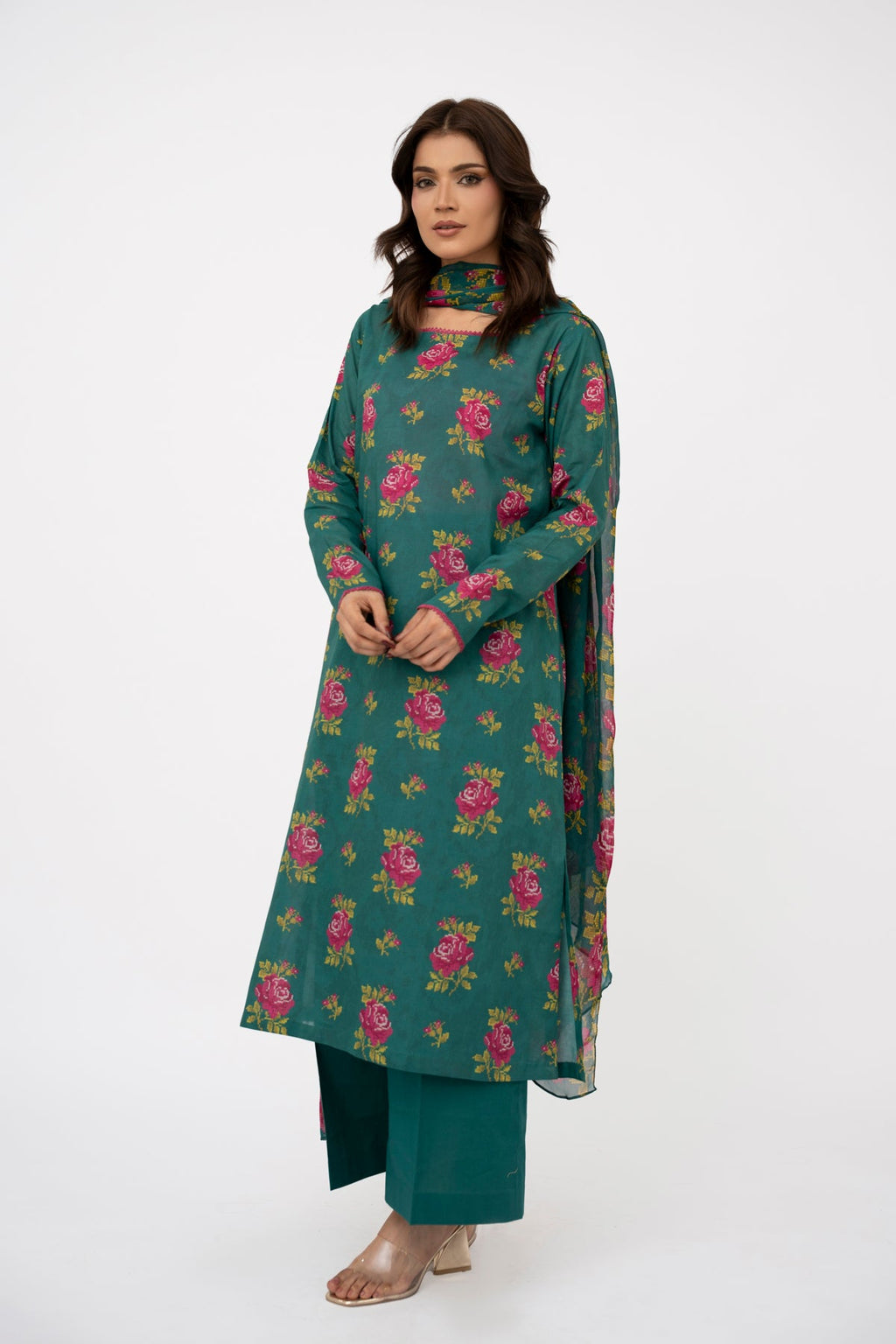 Printed Green Lawn 2-Piece Unstitched Suit by The Fabric Store, photo 3