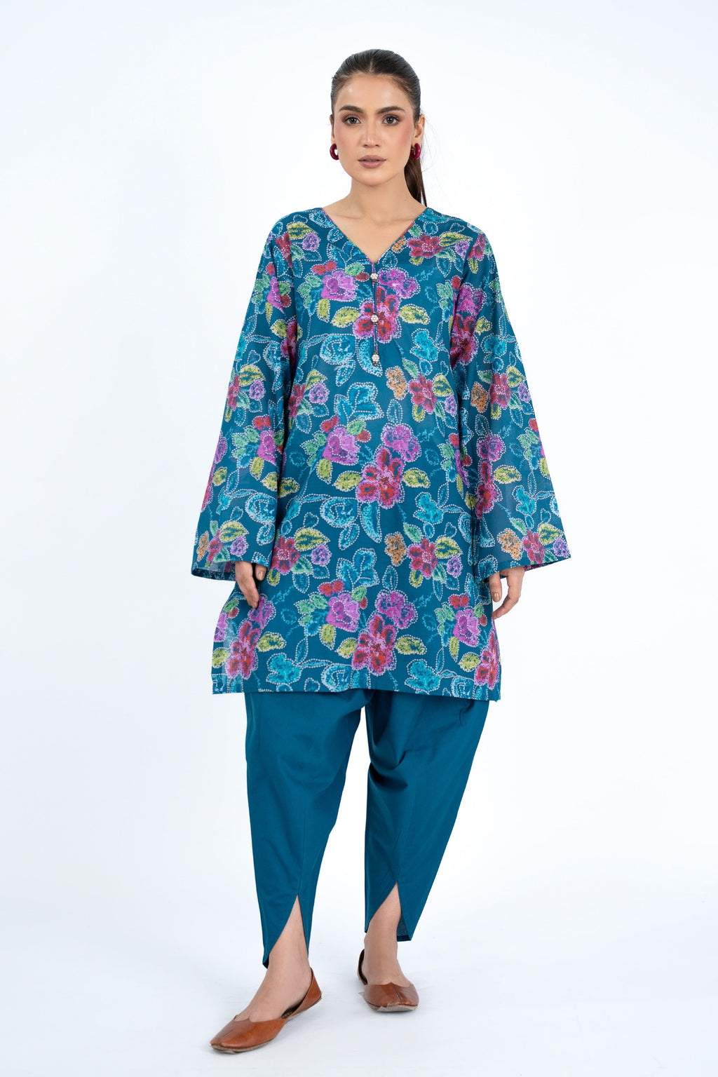 Printed Blue Lawn Unstitched Shirt by The Fabric Store