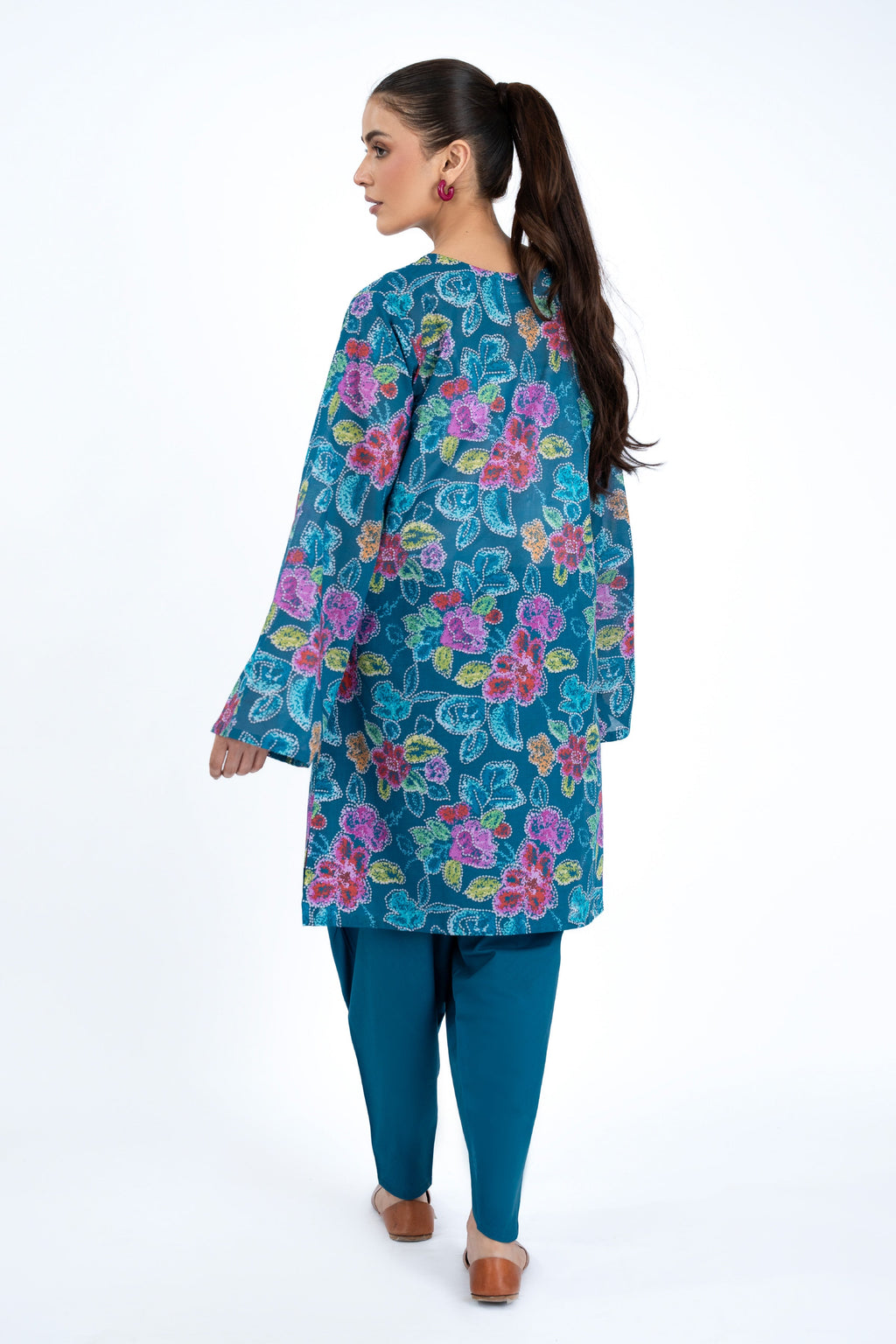 Printed Blue Lawn Unstitched Shirt by The Fabric Store, photo 4