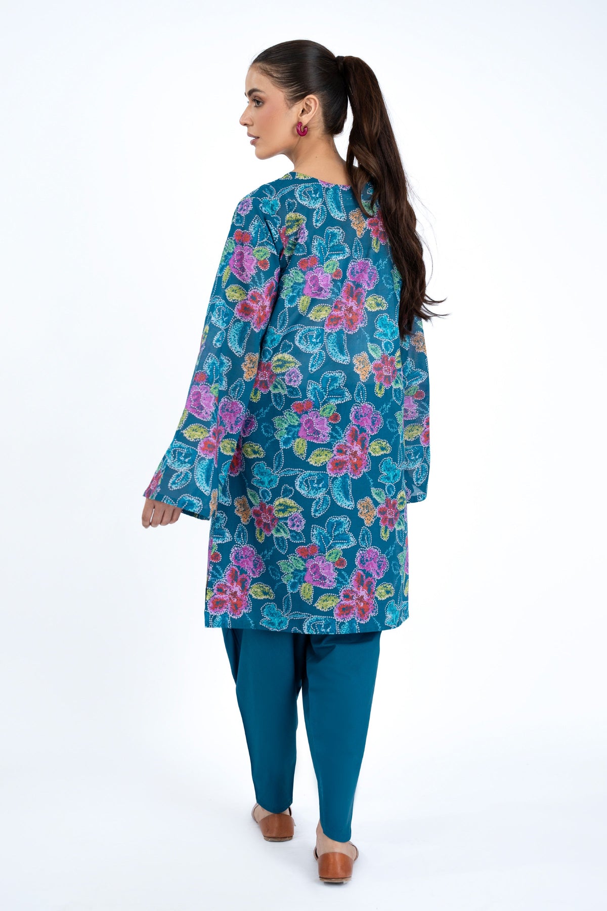 Printed Blue Lawn Unstitched Shirt by The Fabric Store, photo 4