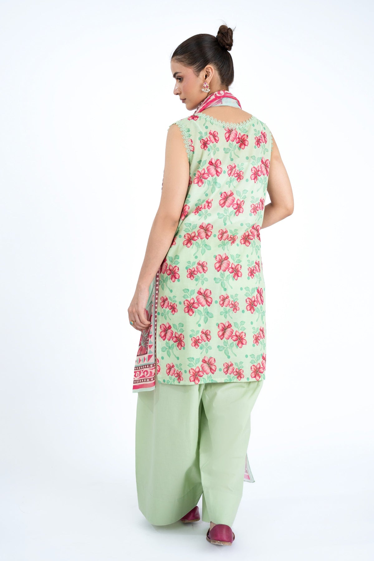 Printed Ice Green Lawn 3-Piece Unstitched Suit by The Fabric Store, photo 4