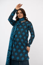 Printed Blue Lawn 3-Piece Unstitched Suit by The Fabric Store, photo 2