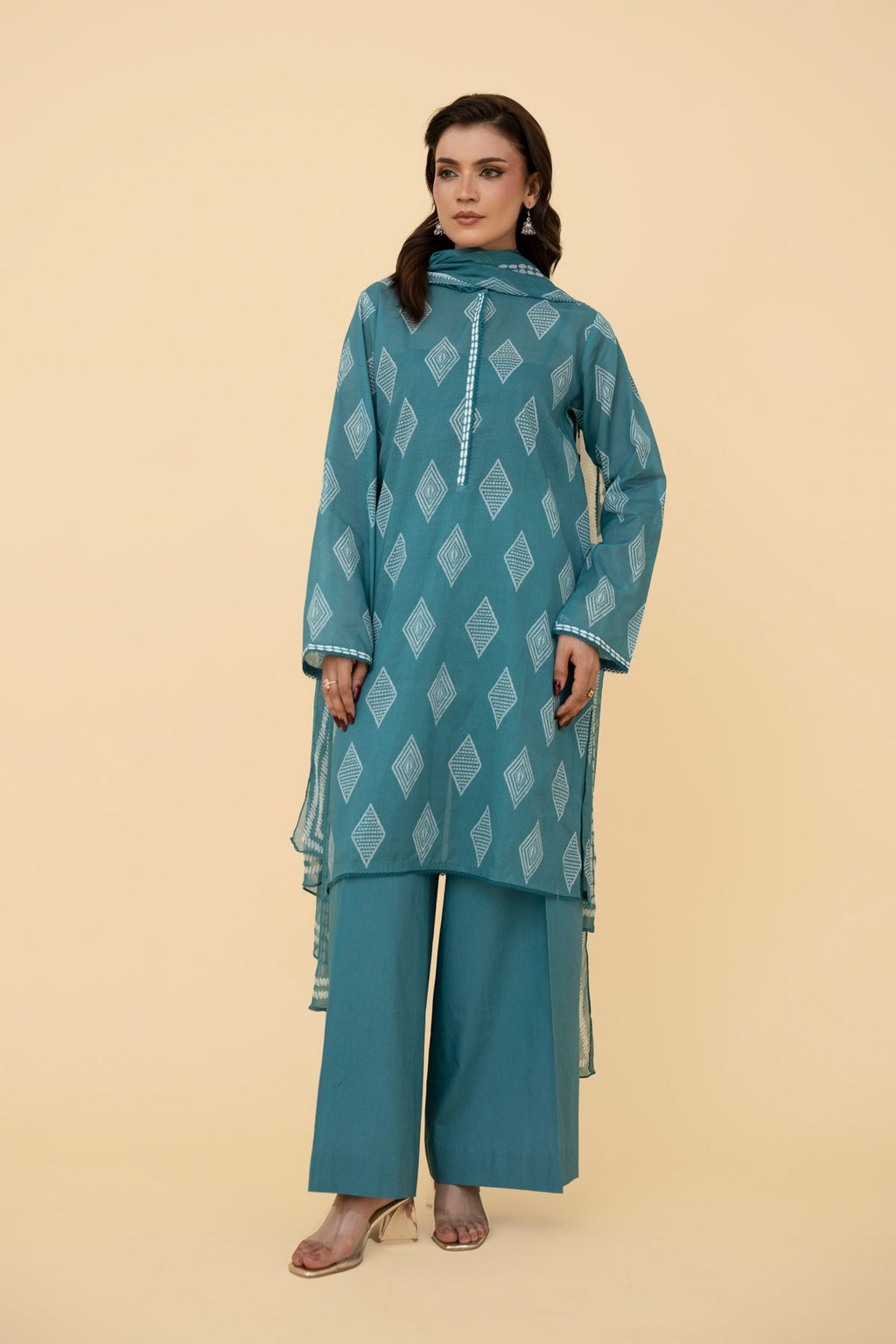 Printed Blue Lawn 2-Piece Unstitched Suit by The Fabric Store