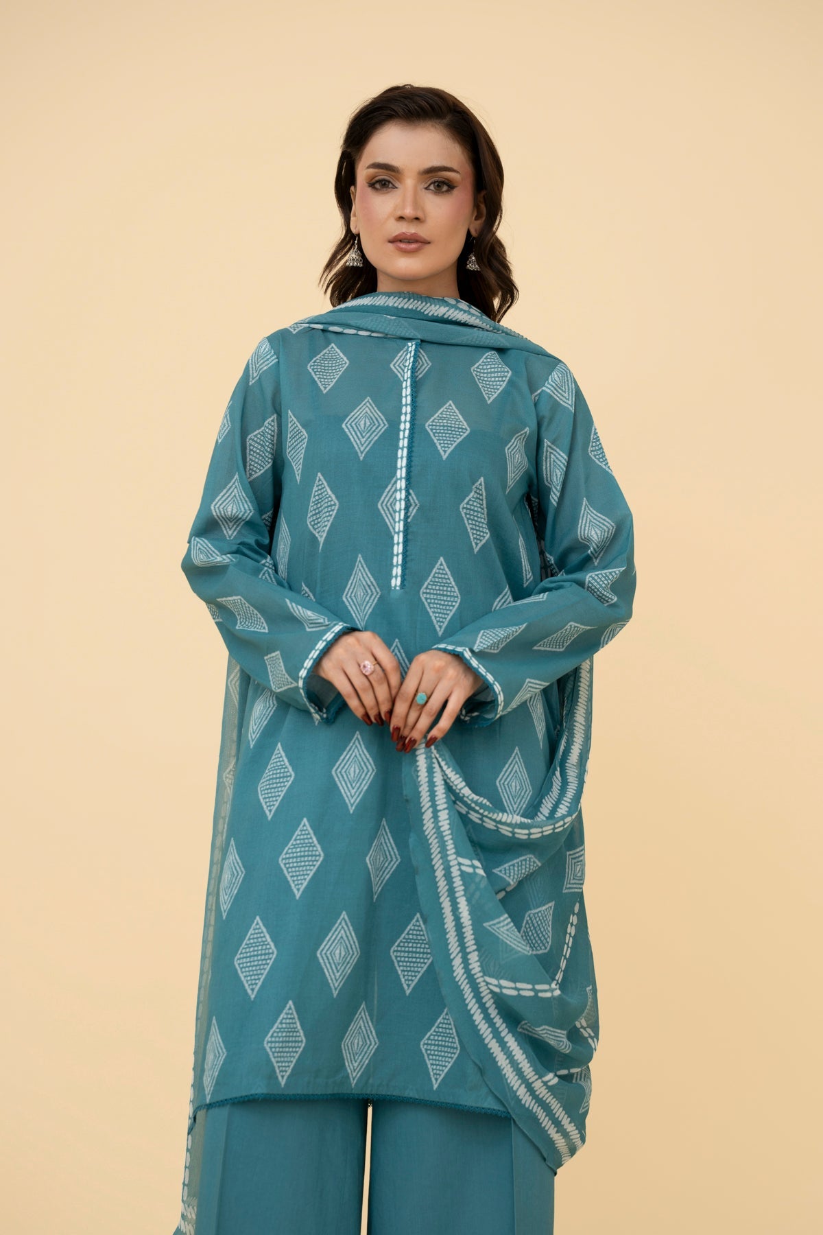 Printed Blue Lawn 2-Piece Unstitched Suit by The Fabric Store, photo 2