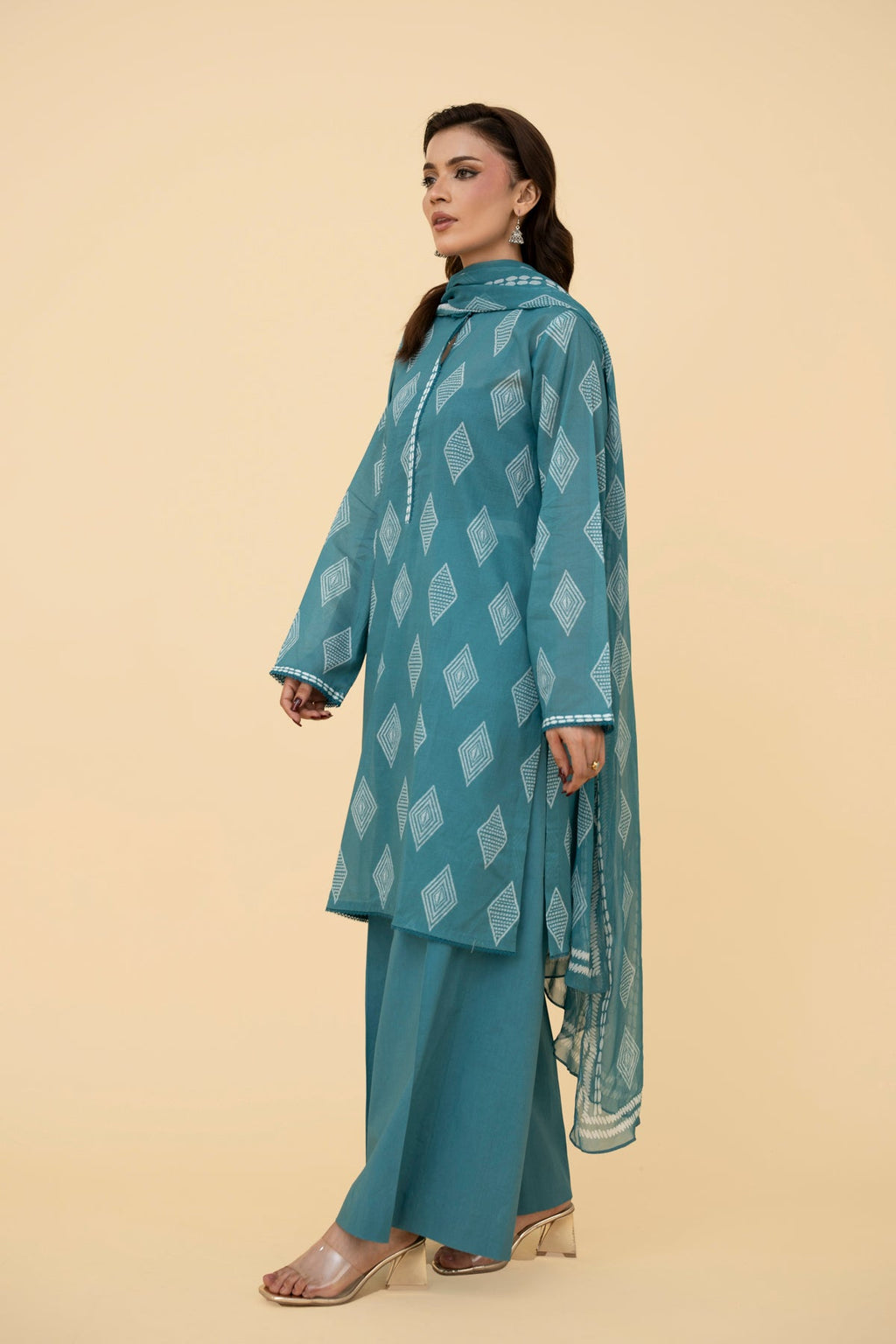 Printed Blue Lawn 2-Piece Unstitched Suit by The Fabric Store, photo 4