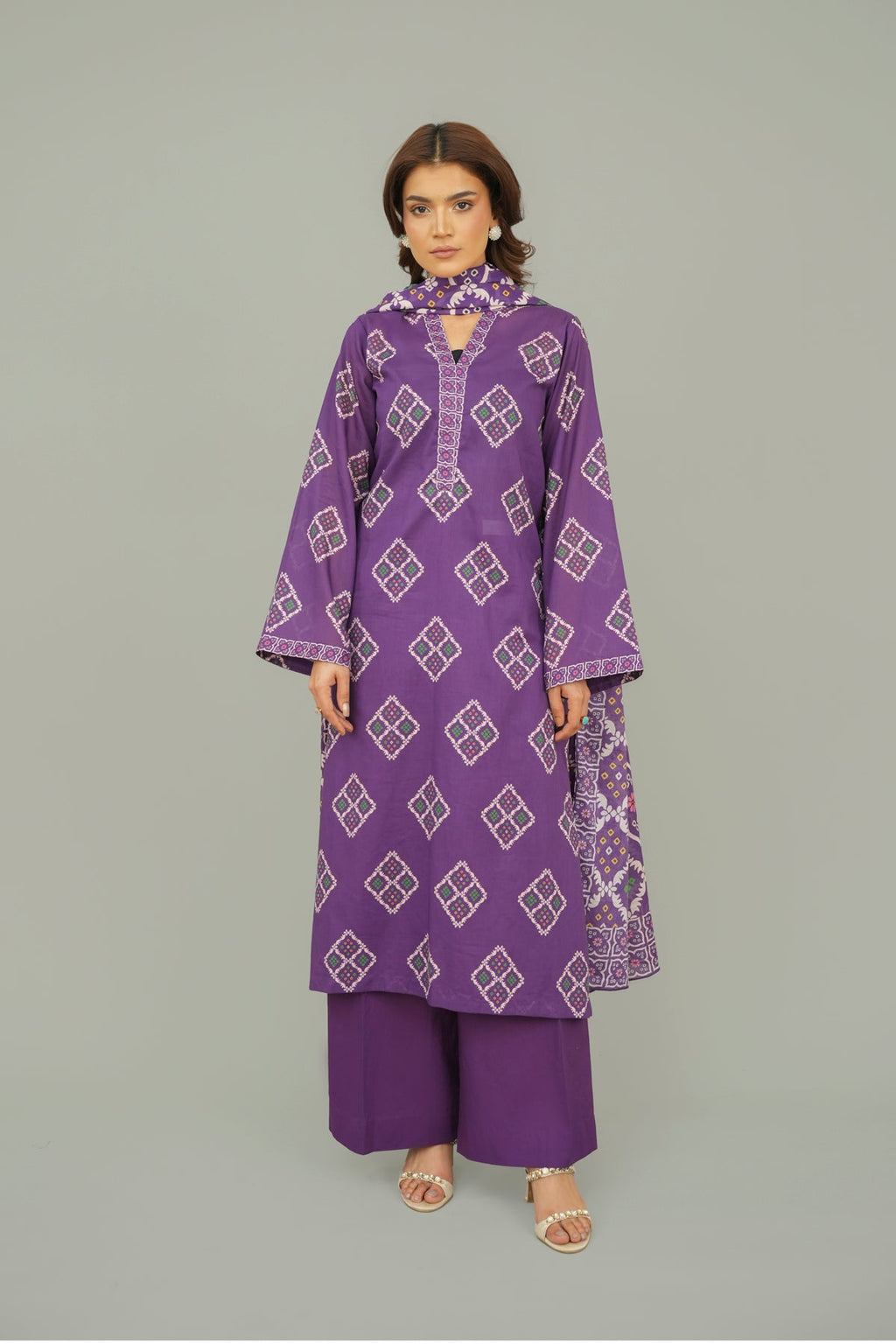 Printed Purple Lawn 2-Piece Unstitched Suit by The Fabric Store