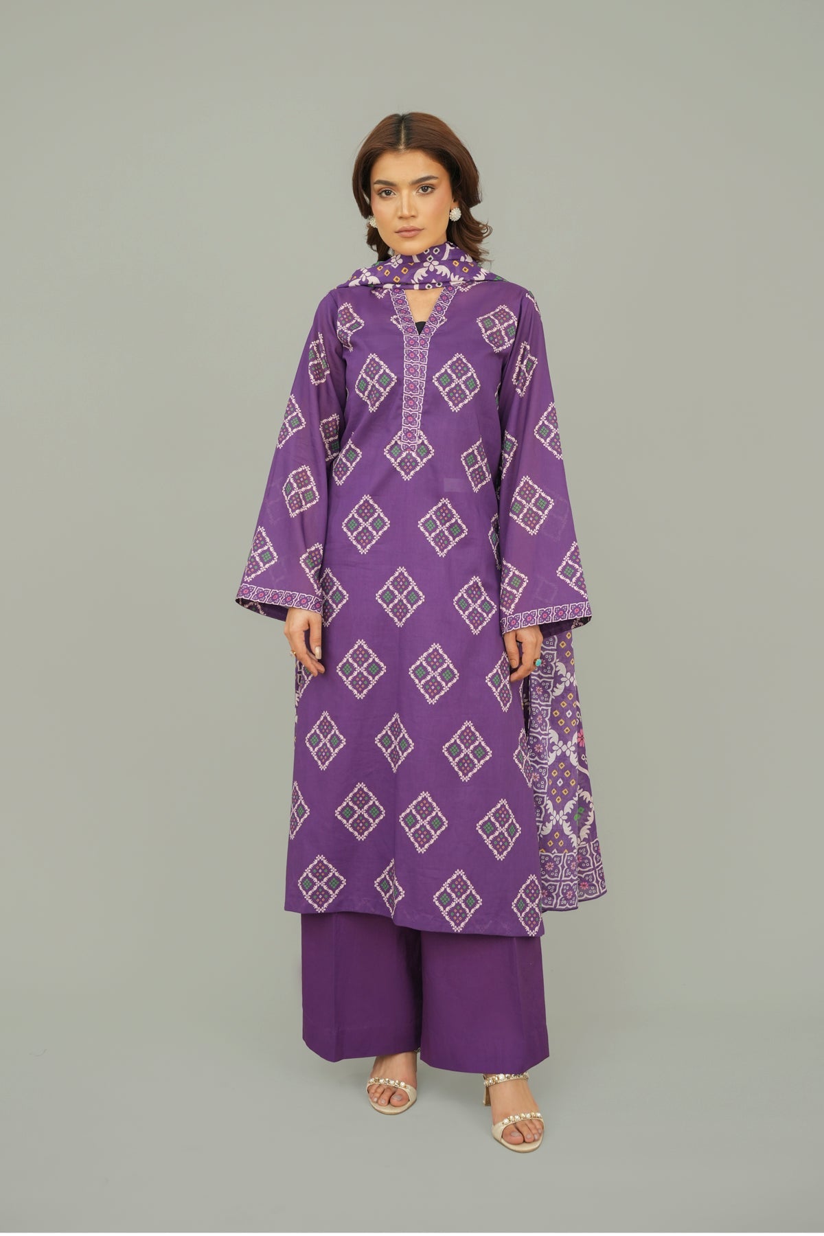 Printed Purple Lawn 2-Piece Unstitched Suit by The Fabric Store