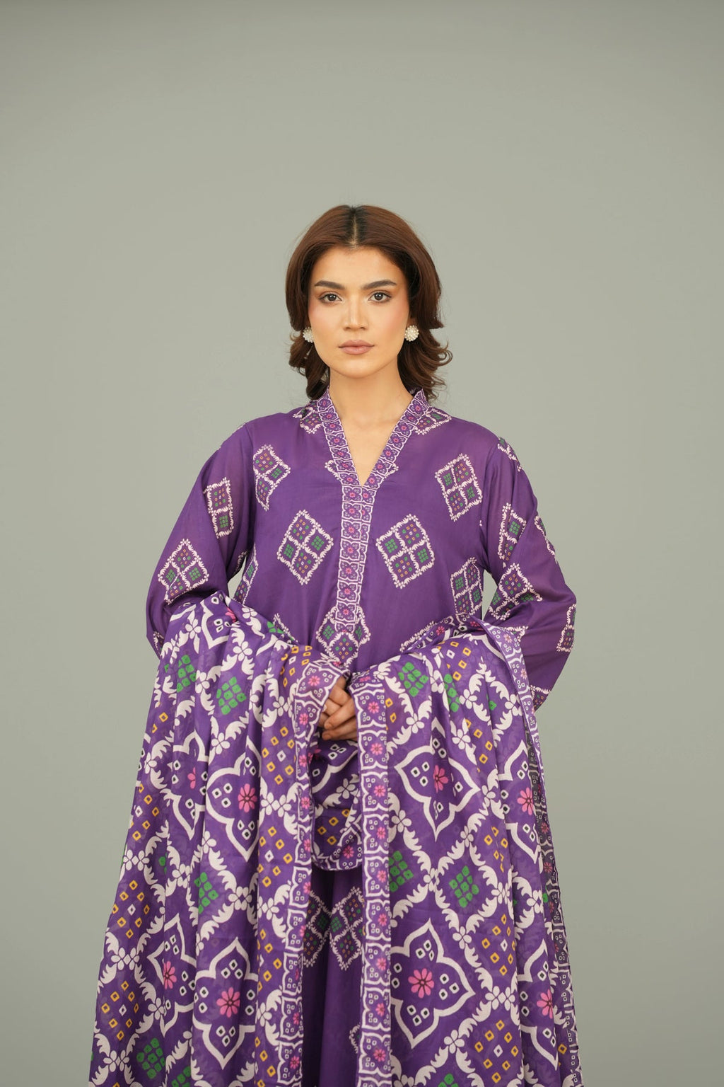 Printed Purple Lawn 2-Piece Unstitched Suit by The Fabric Store, photo 4