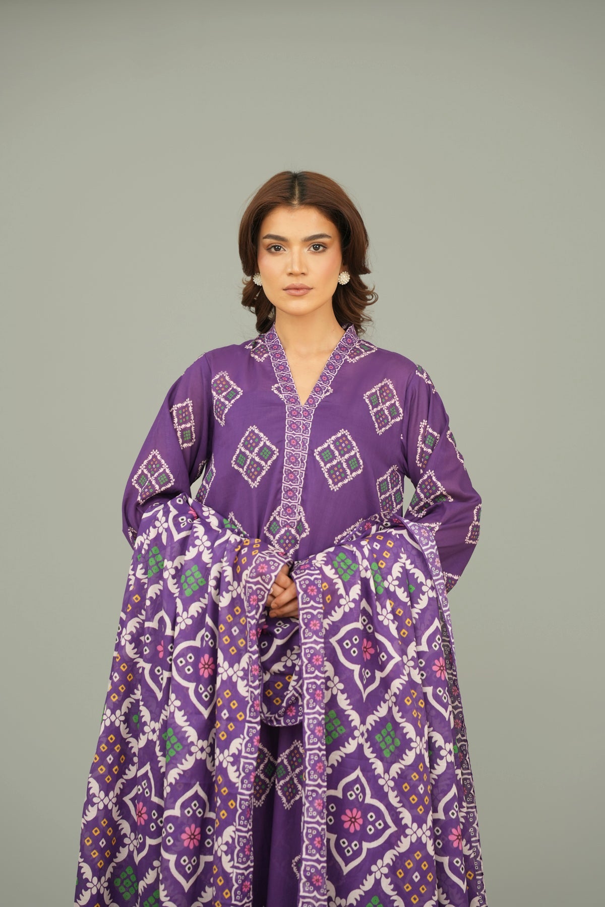 Printed Purple Lawn 2-Piece Unstitched Suit by The Fabric Store, photo 4
