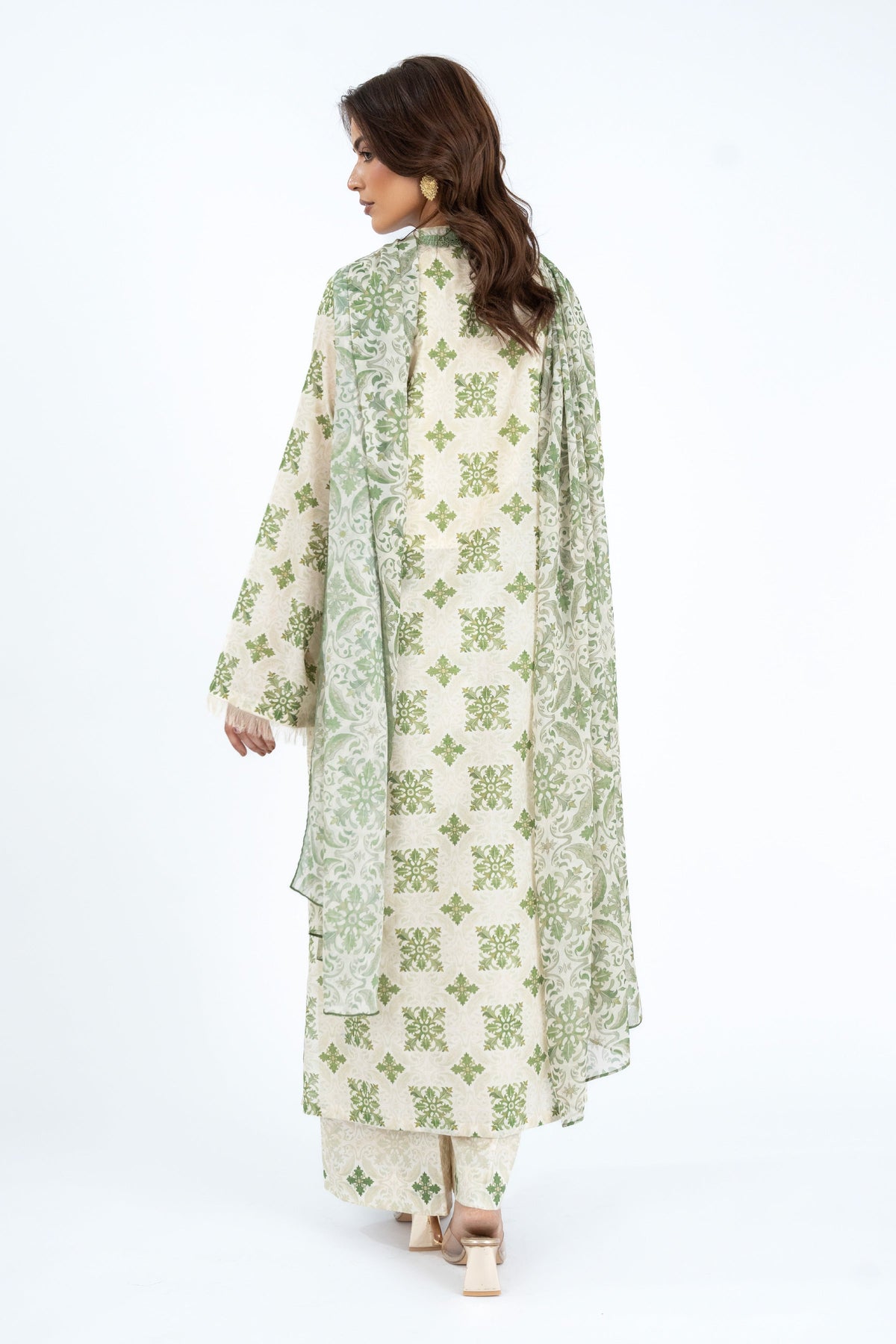 Printed Biege Lawn 3-Piece Unstitched Suit by The Fabric Store, photo 2