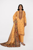Printed Yellow Lawn 3-Piece Unstitched Suit by The Fabric Store