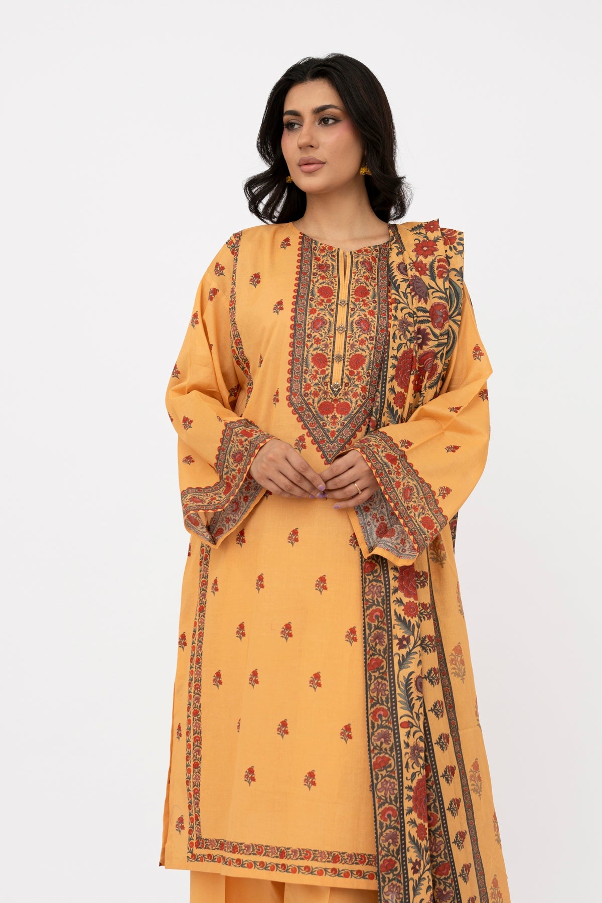 Printed Yellow Lawn 3-Piece Unstitched Suit by The Fabric Store, photo 2