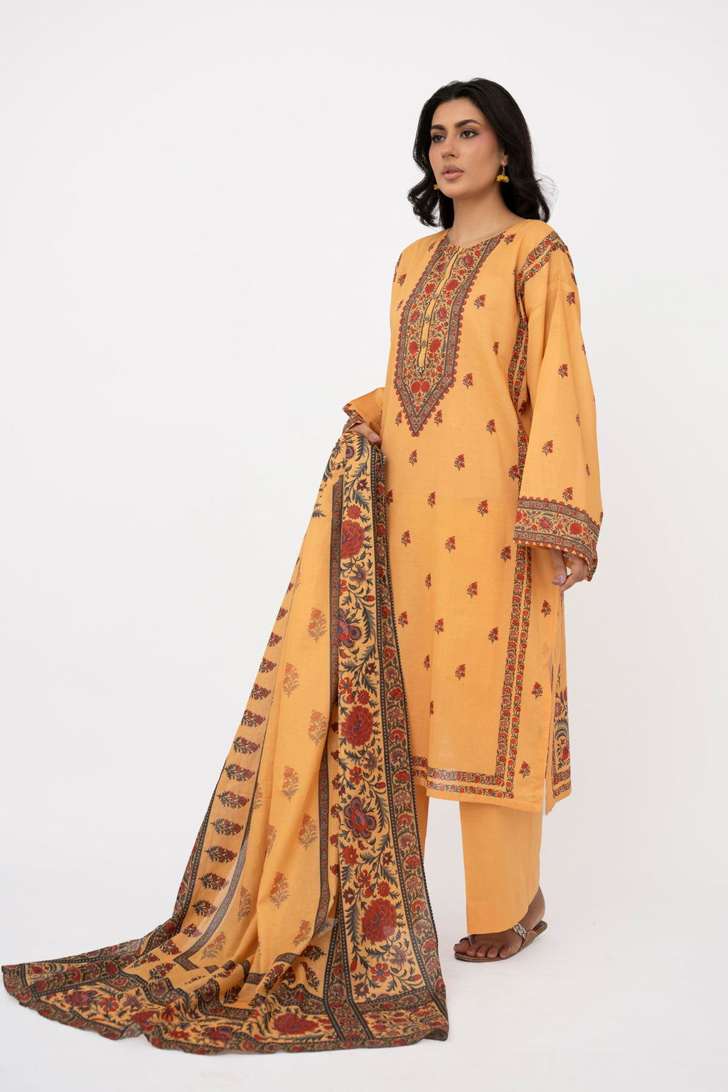 Printed Yellow Lawn 3-Piece Unstitched Suit by The Fabric Store, photo 3