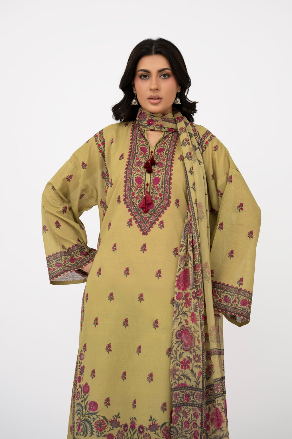 Printed Green Lawn 3-Piece Unstitched Suit by The Fabric Store, photo 2
