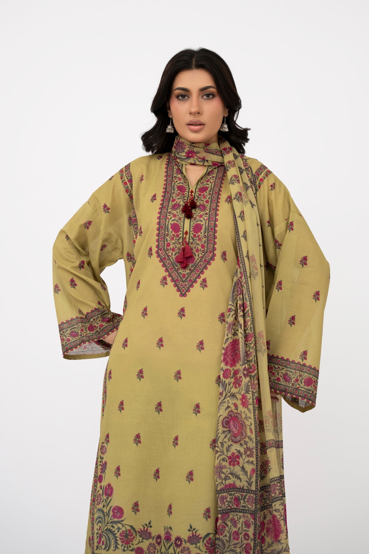 Printed Green Lawn 3-Piece Unstitched Suit by The Fabric Store, photo 2