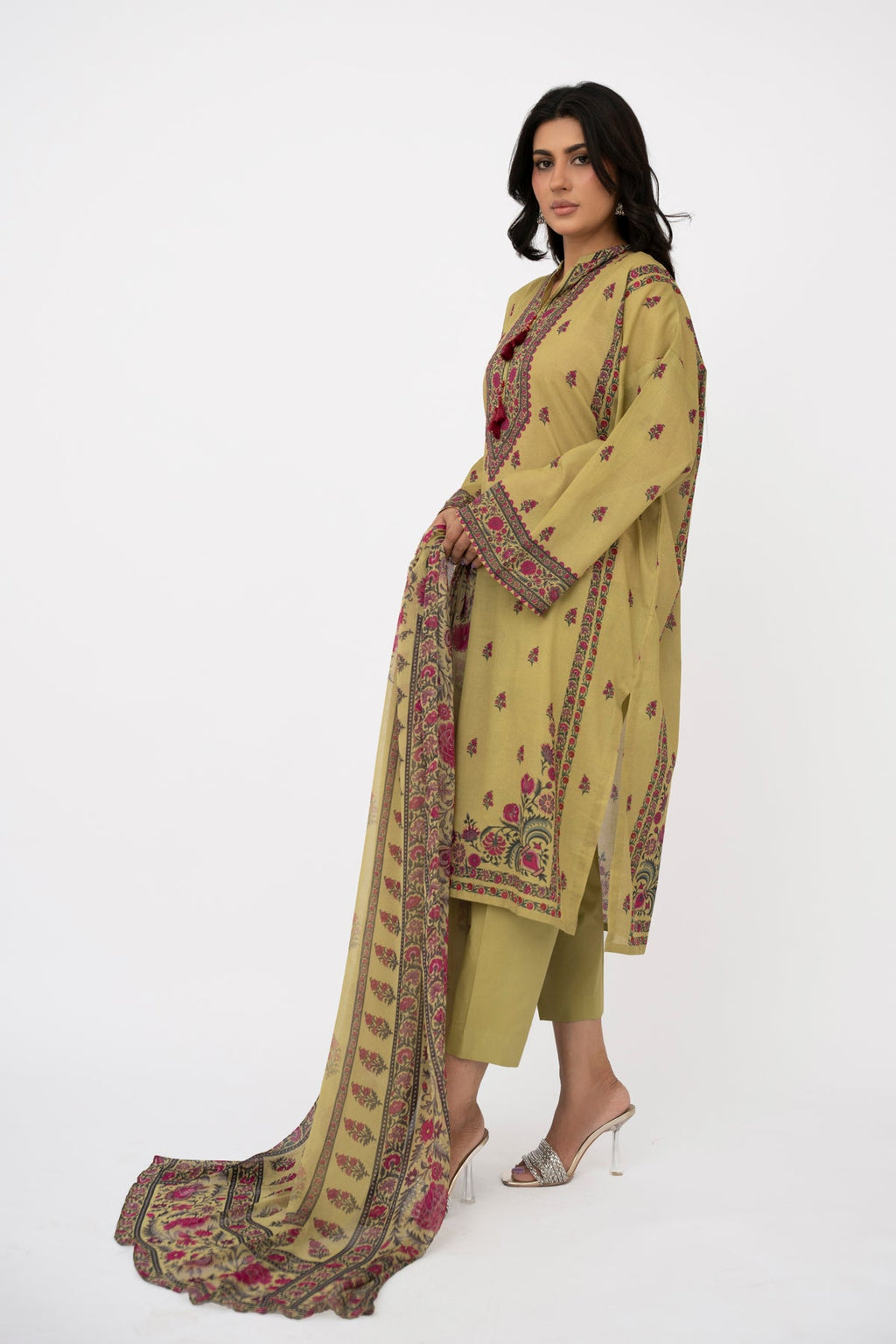 Printed Green Lawn 3-Piece Unstitched Suit by The Fabric Store, photo 3