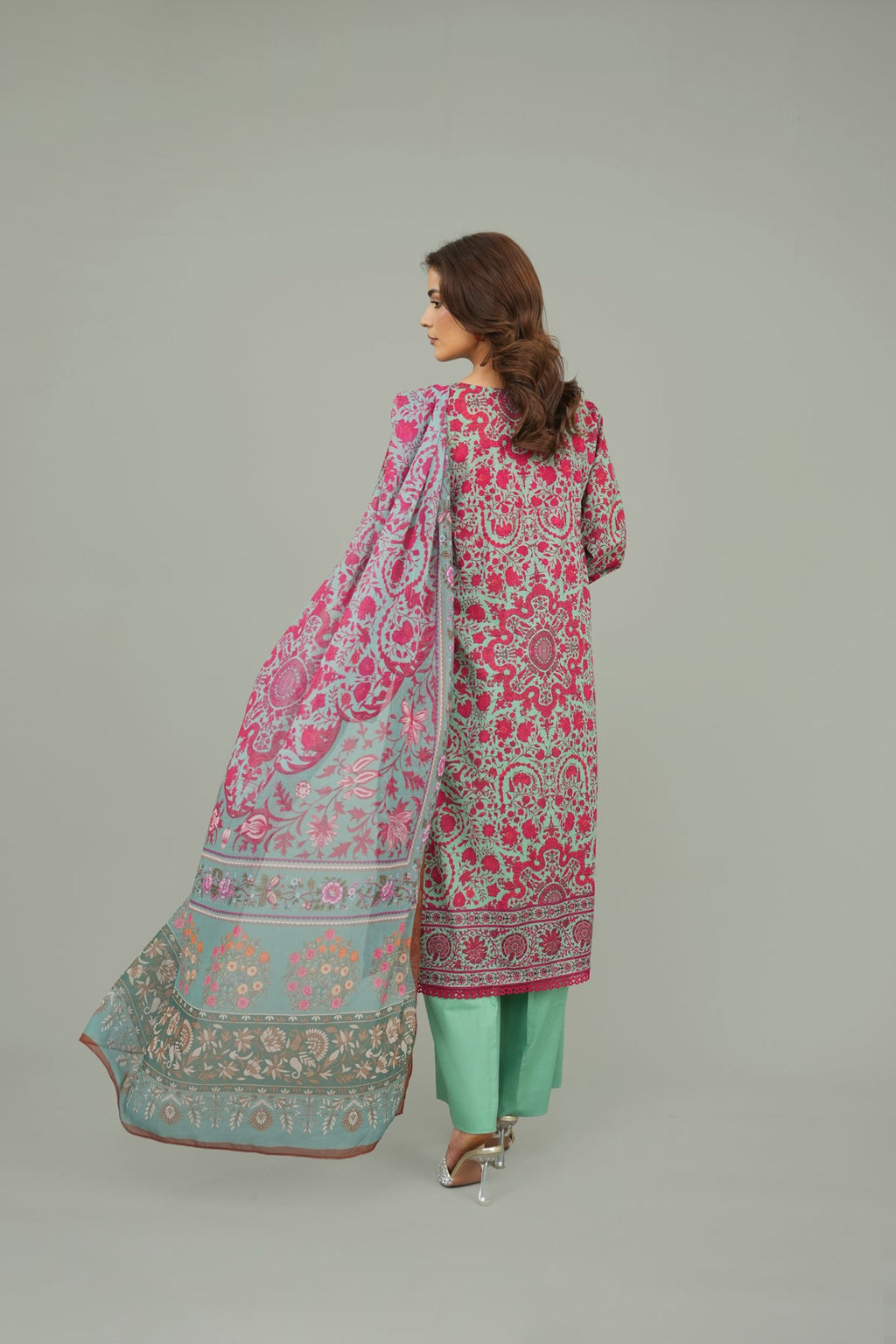 Printed Pink Lawn 3-Piece Unstitched Suit by The Fabric Store, photo 3