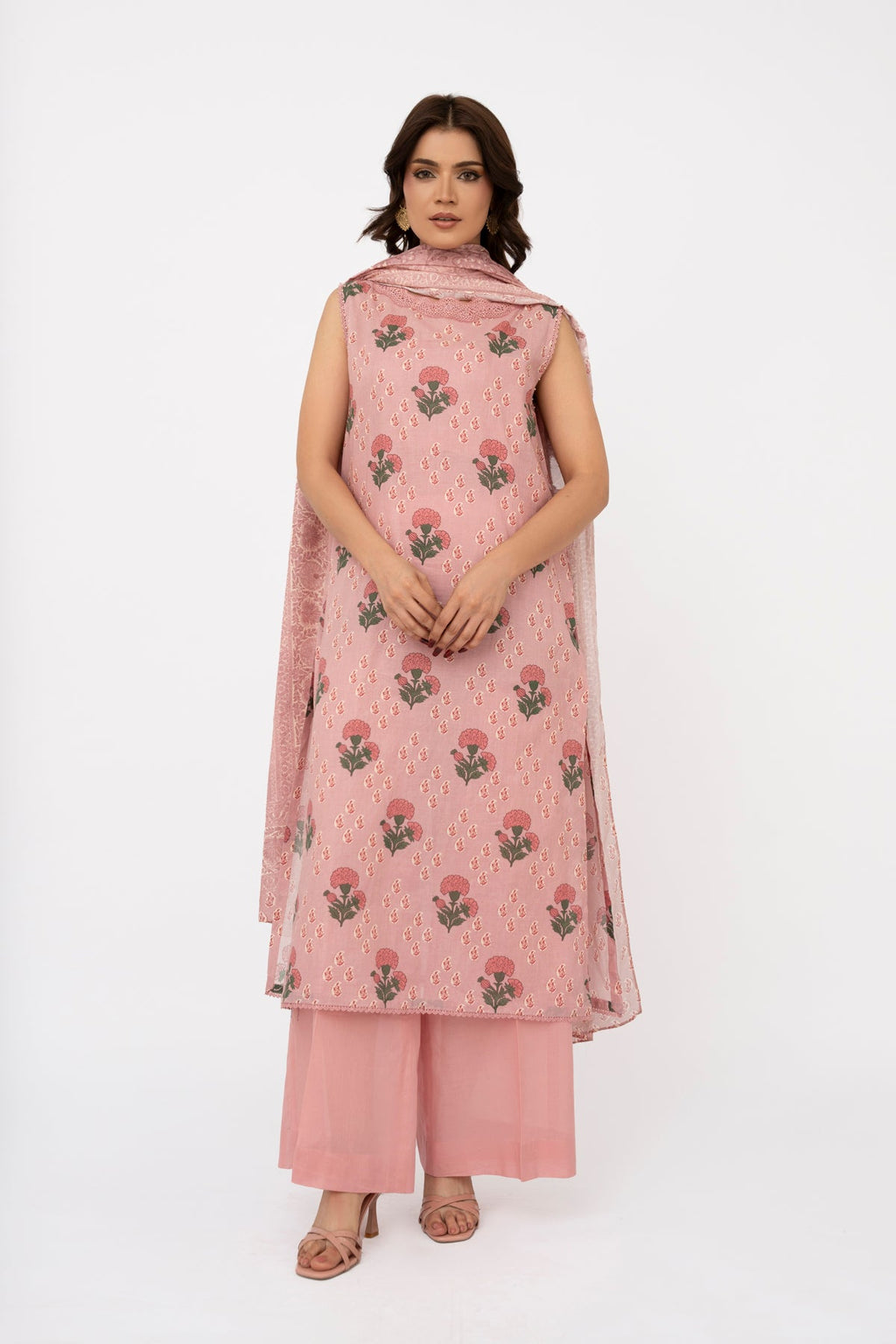 Printed Pink Lawn 2-Piece Unstitched Suit by The Fabric Store